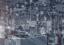 Industrial analytics framework background with digital overlay
