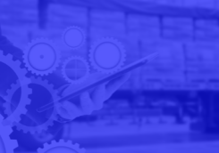 Manufacturing analytics blog header with gears and industrial graphics